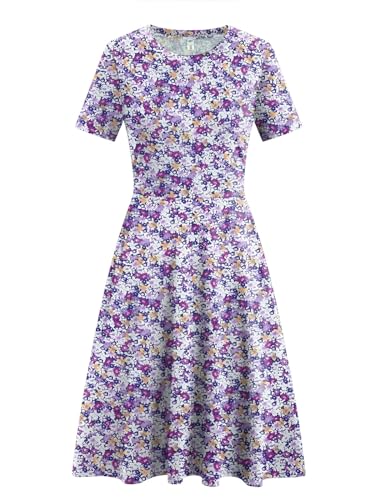 Image of Women's 2026 Fit and Flare Dress Summer Casual Elegant Vintage Floral Printed Work Party A-line Dress with Pockets 162