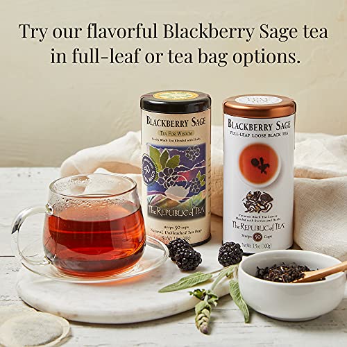 Image of The Republic of Tea - Blackberry Sage Black Tea, Refill Bag | 250 Tea Bags, Gourmet Black Tea