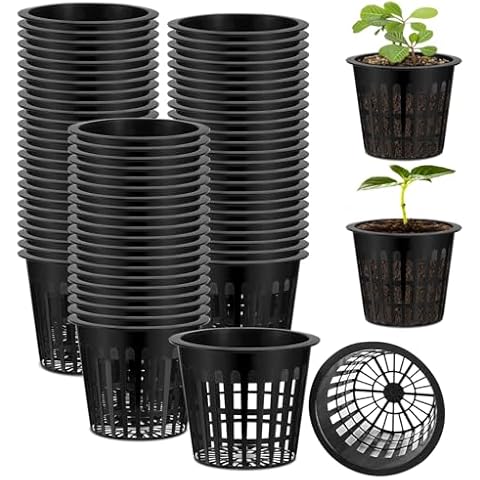 Cezoyx 100 Pack 3 Inch Slotted Mesh Net Cups, Plant Nursery Net Pots, Heavy Duty Hydroponic Cups for Indoor Outdoor Vegetable Gardening Growing Cover