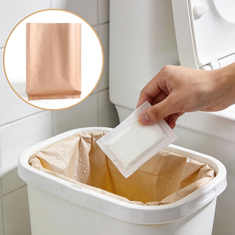 Image of Sanitary Pad Disposal Bags, 100 Count, Waterproof, Odor Controlling, Eco-Friendly Kraft Paper Bags (Pack of 2)