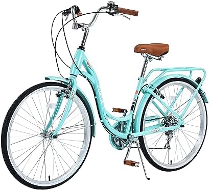 Womens Beach Cruiser Bike 26 Inch Bicycles for Women Adjustable Seat Bike, 7 Speed Commute Bike for Women Adults, Complete Cruiser Bikes Womens Bicycle
