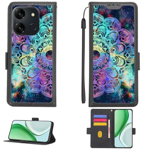 Kinetijy Case Compatible for Spectra J1 pro Phone Case Flip Cover [with Tempered Glass Screen Protector][RFID Blocking][Colorful Reflect Light] PTH-HTT