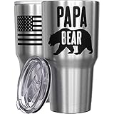 We The People Holsters - Papa Bear - Coffee Tumbler - American Flag Coffee Travel Mug - Engraved Tumbler - Double Insulated Tumbler - 30 oz