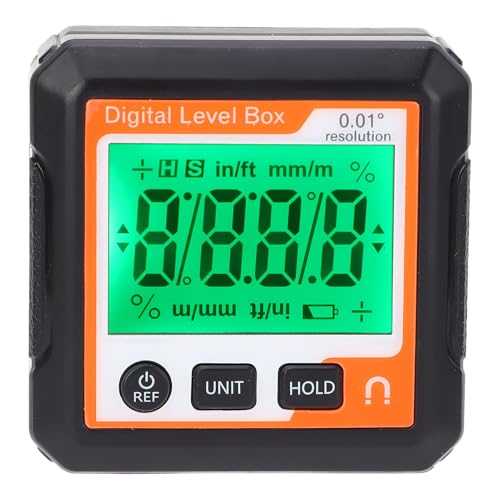 Digital Level Box with Magnet Electronic Angle Inclinometer Protractor for Wood Processing Automobile Repair (Orange White)