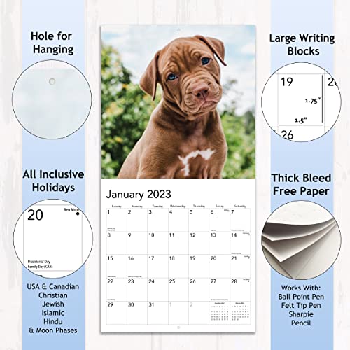 Puppies 2023 Hangable Wall Calendar - 12" X 24" Open - Cute Funny Dog Photo Gift - Sturdy Thick Puppy Dogs Photography - Large Full Page 16 Months For Organizing & Planning - Includes 2022 #TOP1