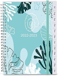 2022-2023 Diary, A5 Weekly Planner with Monthly Tabs, Back Pocket, Elastic Closure, Flexible Cover, Twin-Wire Binding, Easy to Organize Your Daily Life, 14.8×21cm, Conch