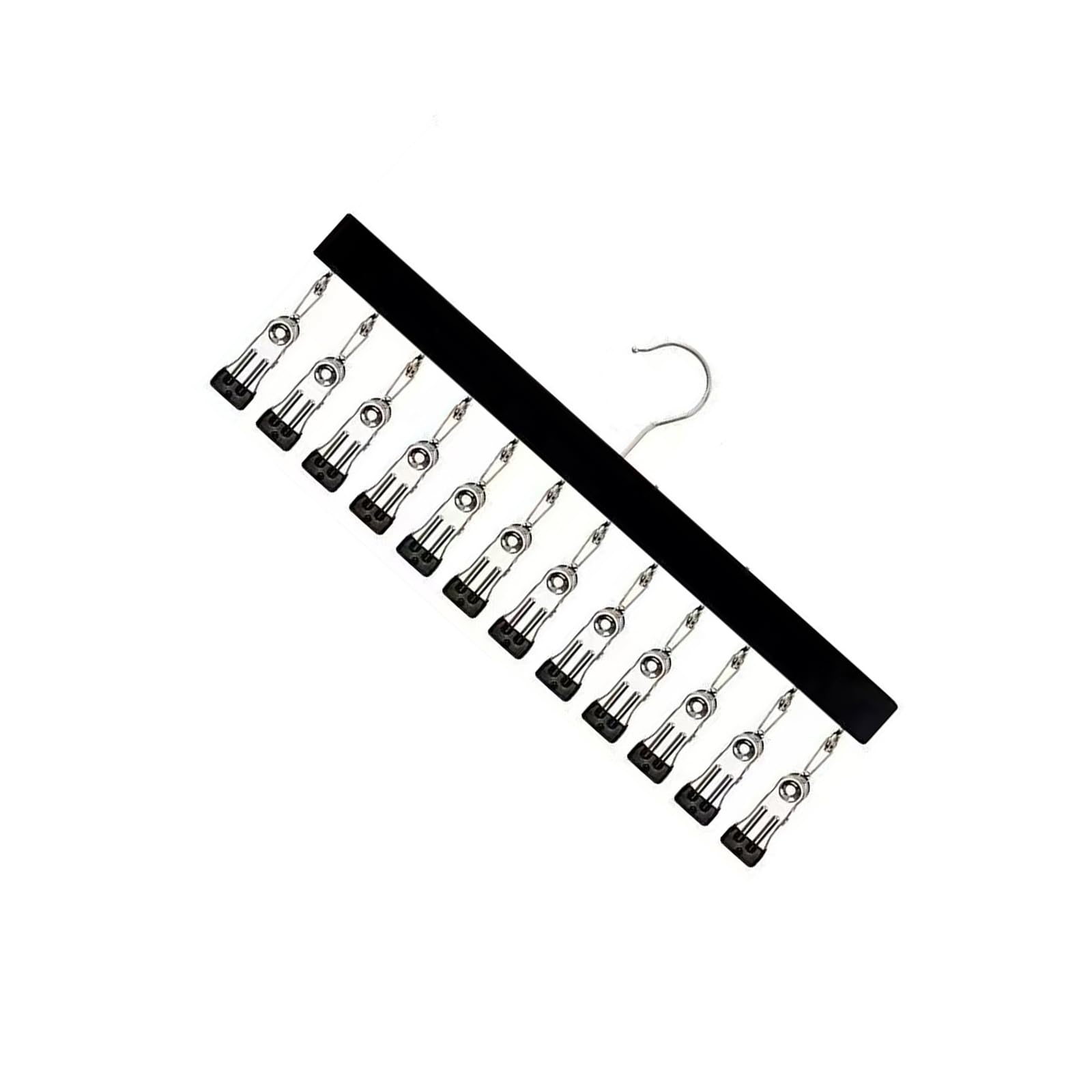 Hrtyvhin Black Multi Purpose Wooden Hat Rack With 12 Clips Holds Caps Socks And Underwear Space Saving Wall Mount Design Hanger Cap Storage Rack