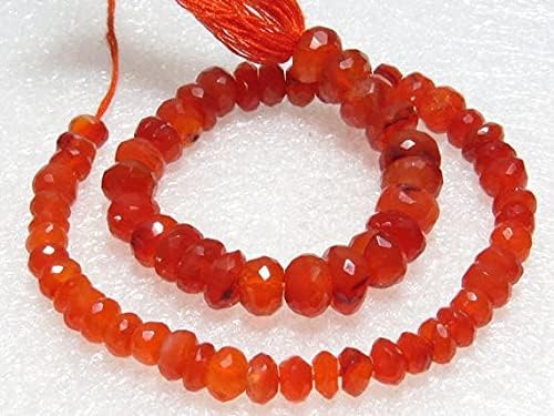 Carnelian perles micro-facettées en forme de rondelles de cornaline de 10 pouces