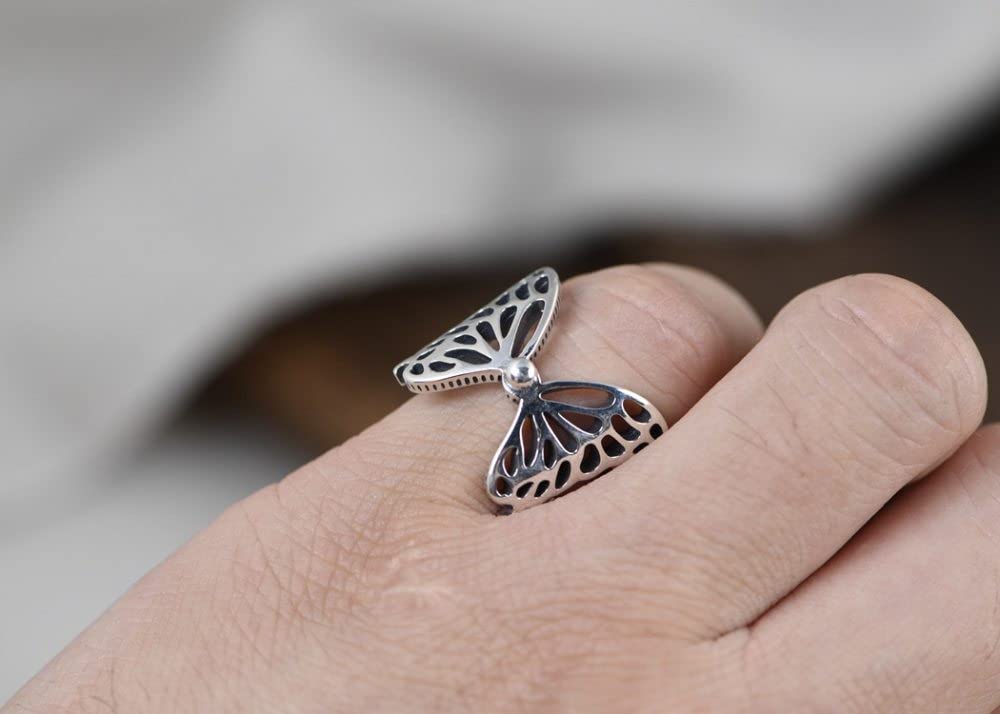 Anello In Argento Sterling 925,Anello Con Nodo A Farfalla In Argento Sterling S925 Anelli Regolabili Anello Con Dito Indice Traforato Retrò In Argento Anello Eternità Fascino Di Nozze Gioielli Reg