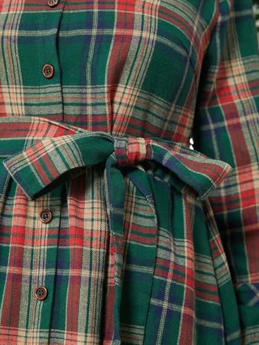 Robe à carreaux boutonnée style décontracté chic