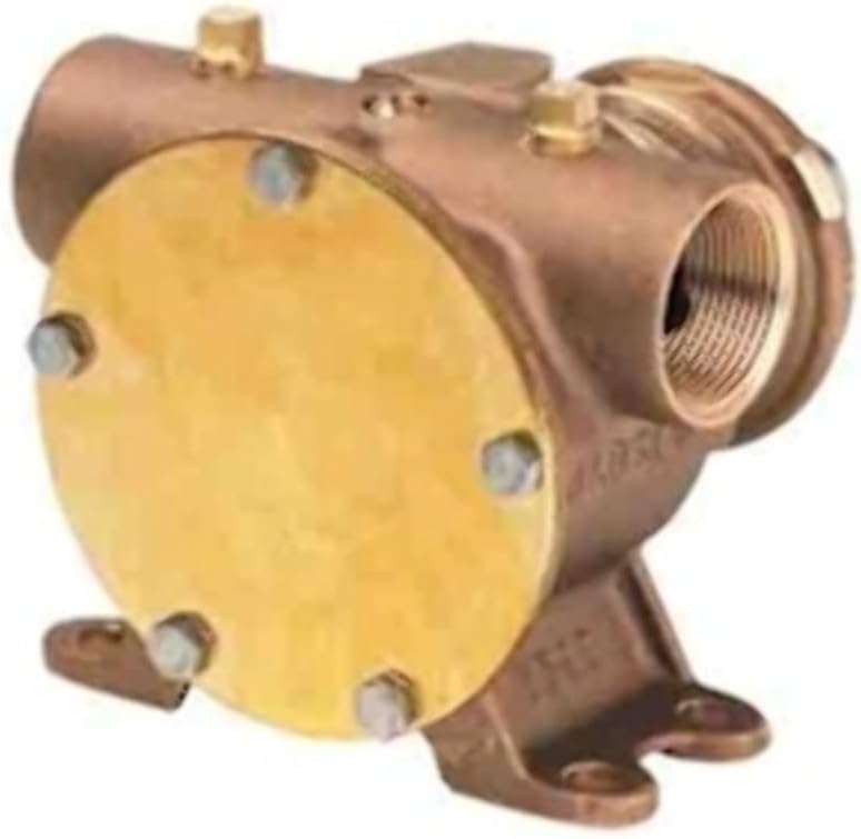 Jabsco 6400-1051 Marine Pulley Driven Flexible Impeller Pedestal Mount Pump (62-GPM, Neoprene Impeller, Full Cam, Mechanical Seal, 1.25" NPT Horizontal Port, Short Shaft for Caterpillar Engines),Bronze