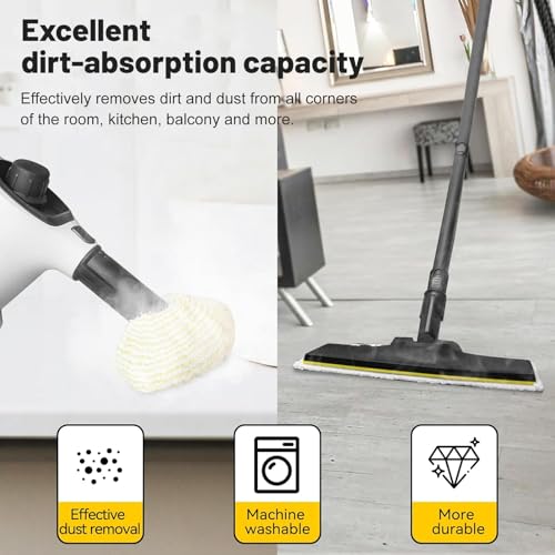 Dampfreiniger Zubehör, Kompatibel mit Kärcher Dampfreiniger Zubehör SC1 SC2 SC3 SC4 SC5, Mundstück Düse, Rundbürste, Fugenbürsten, Fensterabzieher, Mikrofaser-Tuch (2)