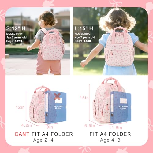 Image of Bluboon Backpack for Girls Kids Cute 15 inch Preschool Kindergarten Backpacks Girls Bookbags for School Travel (Pink Bow Floral, Ages 4-8)