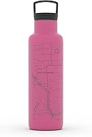 Vista 105 de Well Told Botella de agua aislada con mapa de Washington DC grabado, botella de acero inoxidable grabada (21 onzas, blanco) botella aislada de mapa