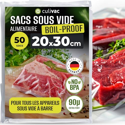 culivac Sac sous Vide Alimentaire – Boilproof, 20x30cm, 50 Sacs