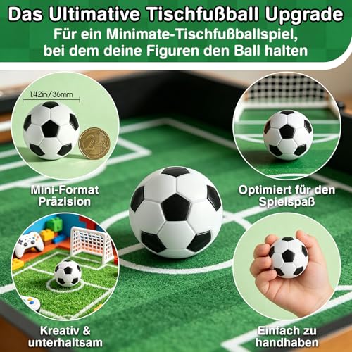 RAYNA GAMES 12 Stück Kickerbälle, Reguläre GrößeTischfußball Kickerbälle Tischfußball, 36MM Tischfussball Ersatzbälle für Erwachsene Kinder Fußball Tisch Spiel- Shwarz-Weiß