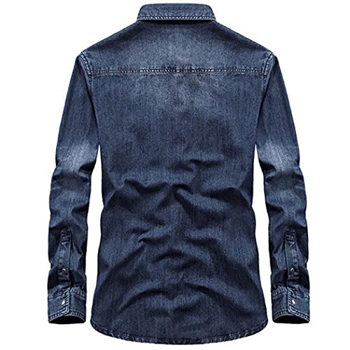 Chemise en jean de coton pour homme bleu clair 3XL décontractée - 3