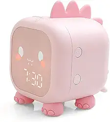 Despertador infantil fofo, dinossauro, despertador digital com luz noturna, soneca, despertador para quarto de crianças, meninos e meninas