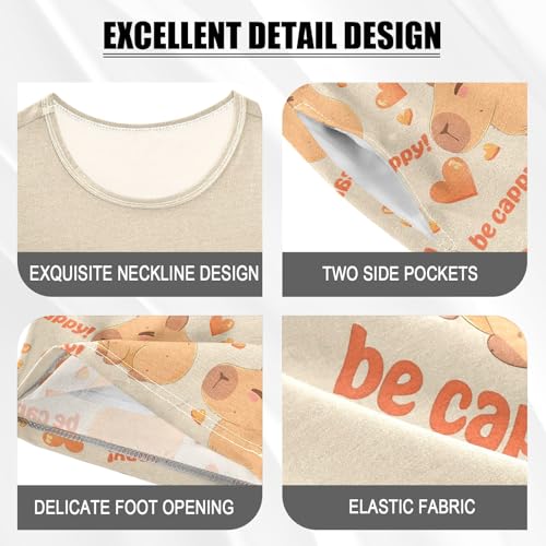 senya Happy Cute Capybara Heart Summer Pajamas Set Short Cotton Sleepwear 2 Piece4