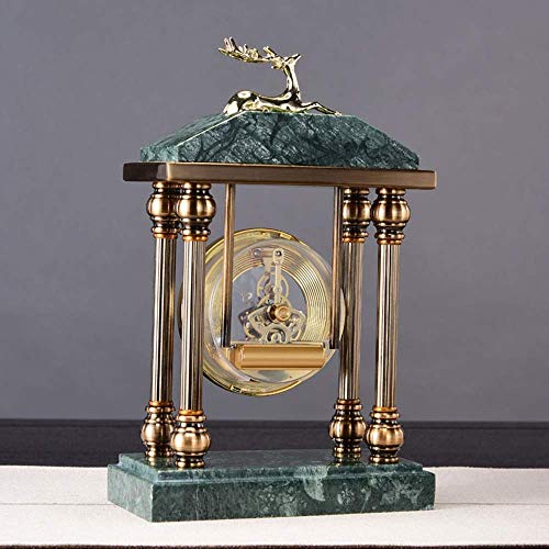Reloj de mesa pequeño con movimiento de metal y base de mármol 3