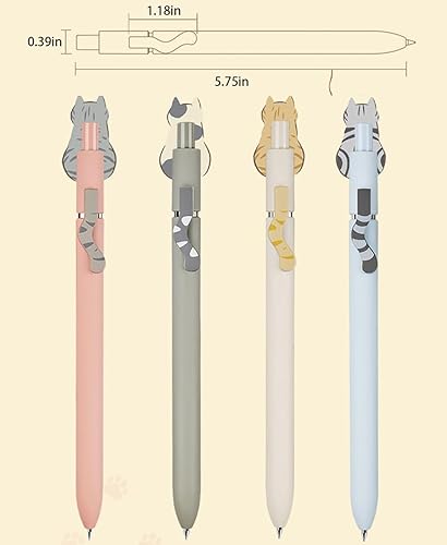 Miniatura 5 de GOMOVING 5 bolígrafos de gel bolígrafos de pata de gato bolígrafos de tinta de secado rápido retráctiles lindos bolígrafos de tinta negra escritura