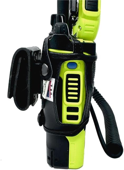 Kenwood VP8000 Duty Belt Clip Carry Holder Case, Turtleback Holder fits Kenwood VP8000 Radio Black Leather Duty Belt with Heavy Duty Rotating Belt Clip