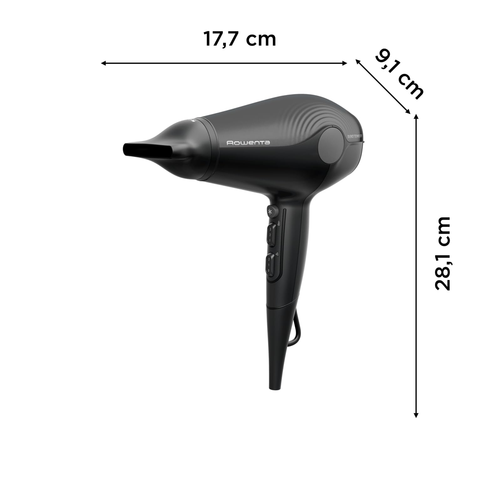 Rowenta Ultra Silence Sèche-cheveux, Silencieux, 2100 Effiwatts, Séchage rapide, Technologie ionique, Compact, Léger CV6430F0
