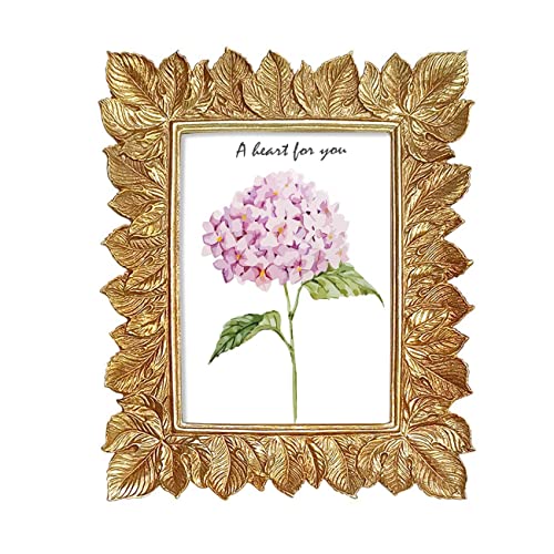 Image of Art Street Table Photo Frame Gold Leaf Design Photoframe Tabletop Picture Frame for Table, Desk, Birthday, Wedding, Return Gift (4 x 6 Inch)