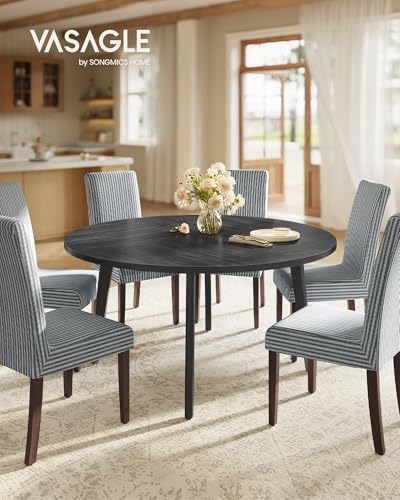 Image of VASAGLE MAEZO Collection - Round Dining Table for 4-6 People, 47.2 Inches Circle Kitchen Table with Tapered Legs, Curved Transitions, for Dining Room, Kitchen, Charcoal Gray UKDT091BA01S