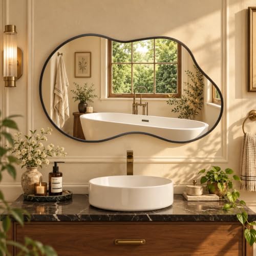 Clevich Spiegel Asymmetrisch 50 x 91 cm Rahmen Alu, HD Glas Wandspiegel – Ansicht 1