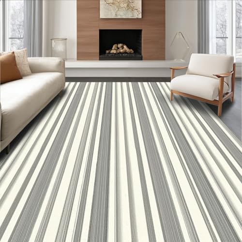 ODIKA Flatwoven High Traffic Area Rug 8x10, Minimalist Parallel Stripe