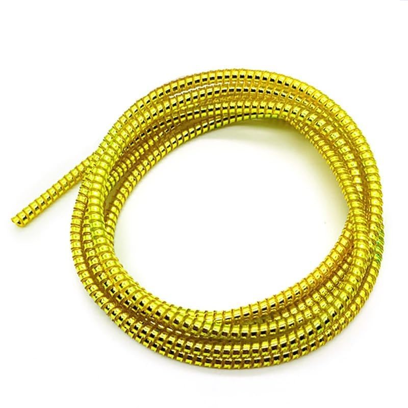 Image of Spiral Cable Protector, 150cm Cord Organizer for iPhone and Android Cables, Headphone and Charger Wire Protection Cover, Universal Device Compatible (Golden)