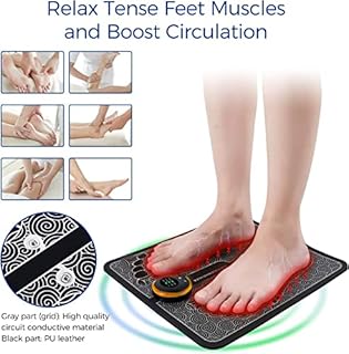 Massaggiatore Portatile,EMS Massaggiatore per Piedi Tappetino per stimolatore Muscolare,Massaggiatore Piedi per Casa Ufficio,8 modalità,19 Intensità,Elettrico Massaggiatore Plantare