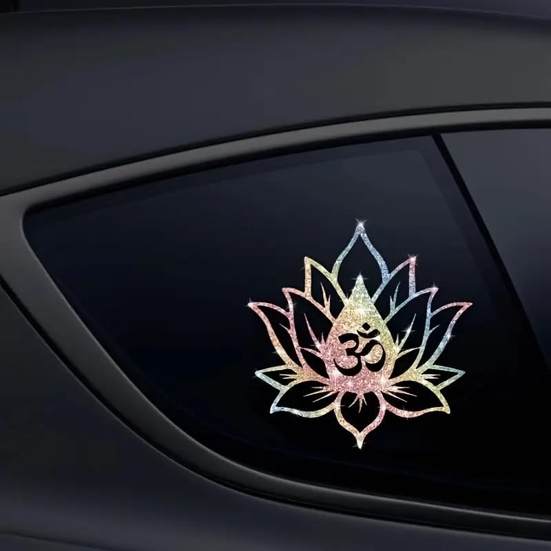 2PCS Sparkling Lotus Self-Adhesive PVC Rainbow Glittery Decal Sticker for Cars, Laptops, Trucks, Motorcycles Wall Window Luggage Scratch Cover Door Multi-Surface Decor Sticker - Image 4