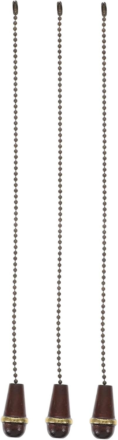 3pcs Decorative Ceiling Fan Pendant Chain Light Pull Cord and Wooden Knob Ceiling Fan Extension Chain