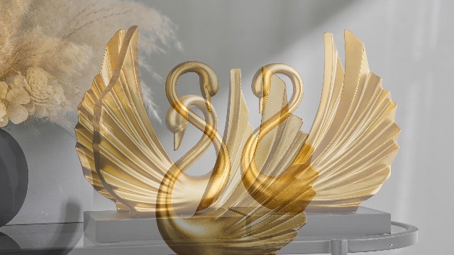 Estatua moderna de cisne dorado decorativa 10.43 in miniatura 7