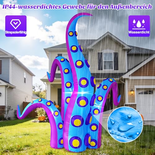 Danxilu 2,4m XXL Halloween Aufblasbar Oktopustentakel Outdoor Deko – Ansicht 4