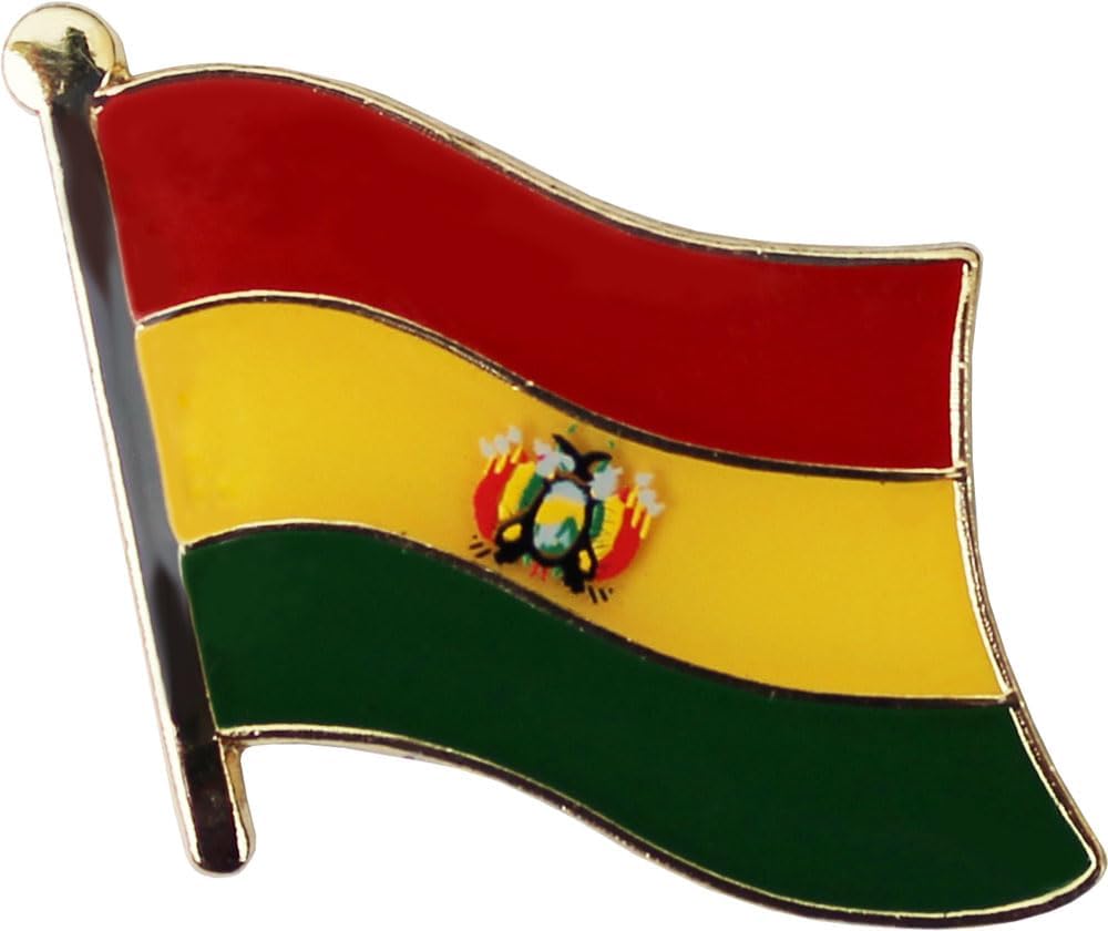 Bolivia Flag Die-struck Metal Single Lapel Pin with Butterfly Clasp Closure