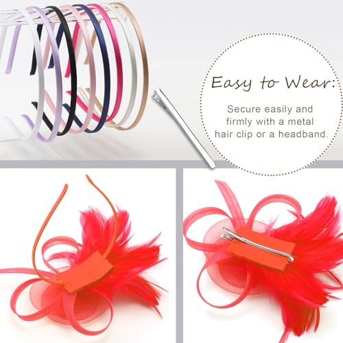 Image of DRESHOW Fascinators Hats for Women Tea Party Fascinator Hats Vintage 50s Headwear Cocktail Wedding Church Derby Hat