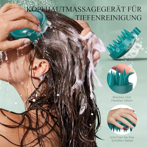 Kopfhautpeeling,Rosmarin-Kopfhautpeeling-Shampoo, 2-in-1-Kopfhautbehandlung mit Minzöl, Haarbehandlung zur Klärung und Entfernung von Ablagerungen mit Silikon-Kopfhautmassagegerät, 10,6 oz/300 g