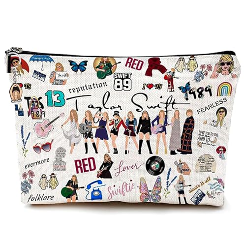 LEBOKJ Kosmetiktasche für Damen mit Mädchen-Schlüsselanhänger T-S-Album-Make-up-Tasche für Musikliebhaber Geschenk für Sänger-Fans