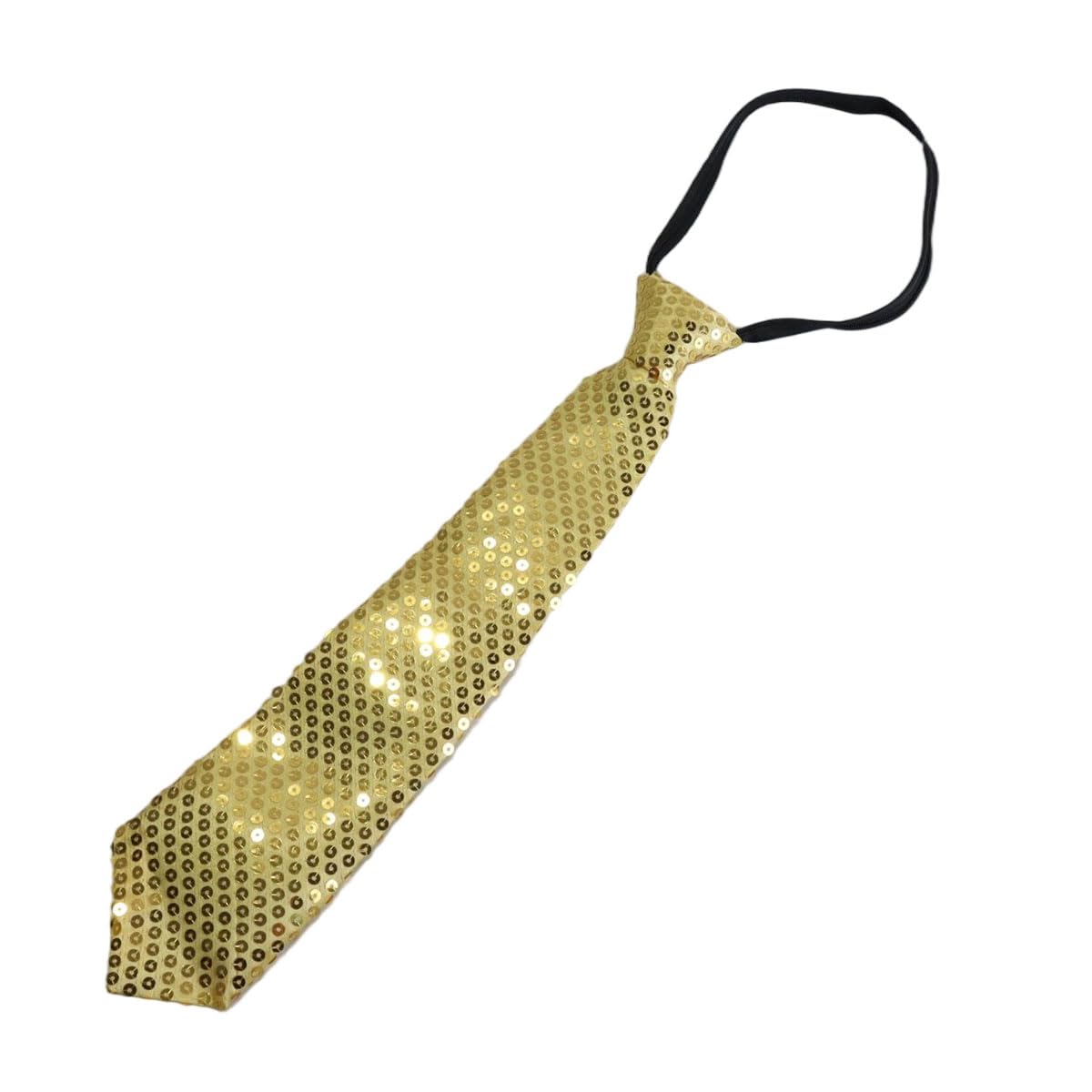 Gurtt Party Glitter Tie with Elastic Sequin Accessories for Men Women Sequin Costume for Carnival Theme Party Dance Disco Banquet Yellow