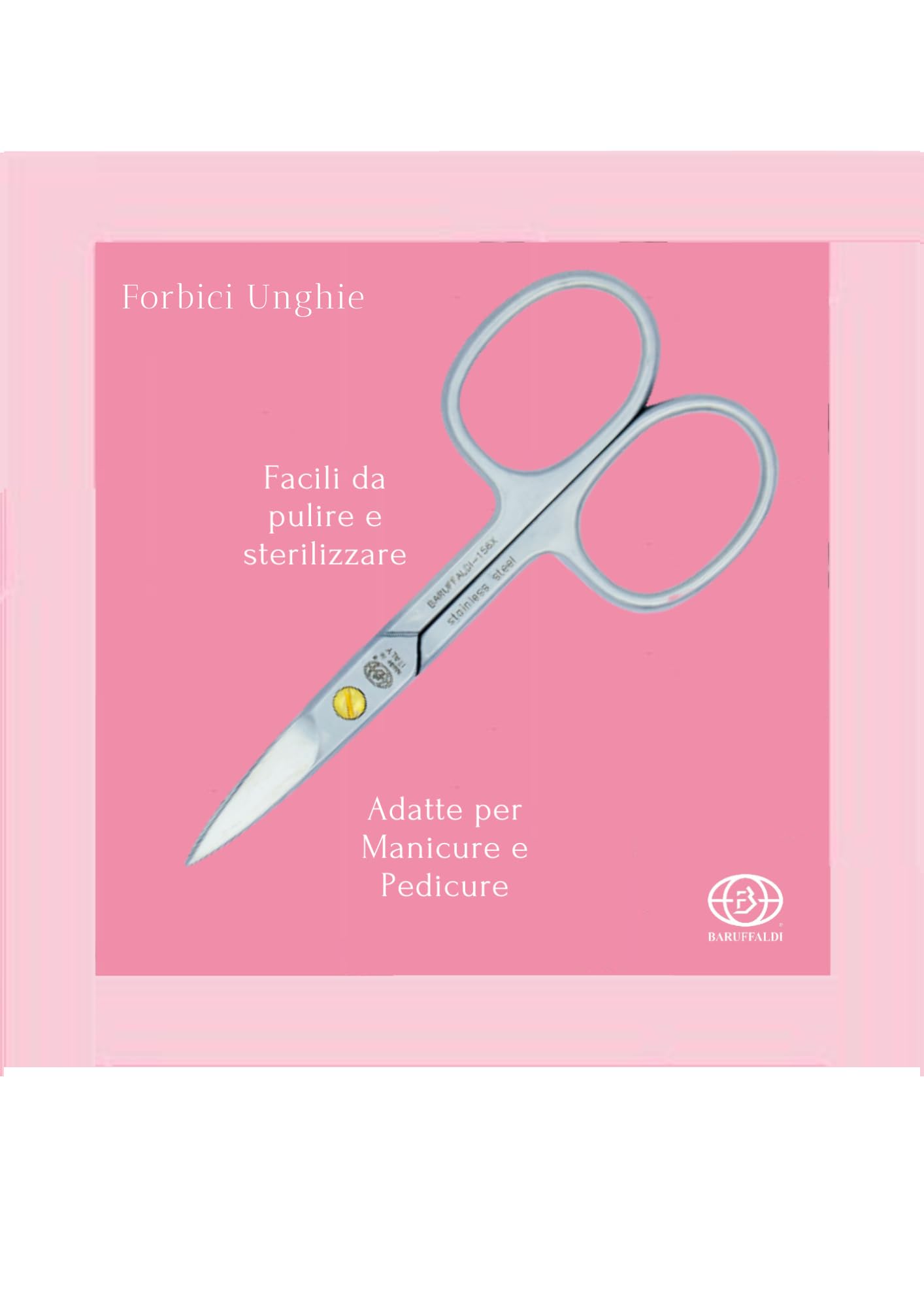 Baruffaldi 156X - Forbici Unghie Manicure e Pedicure - Acciaio Inox - Con custodia protettiva - Made in Italy