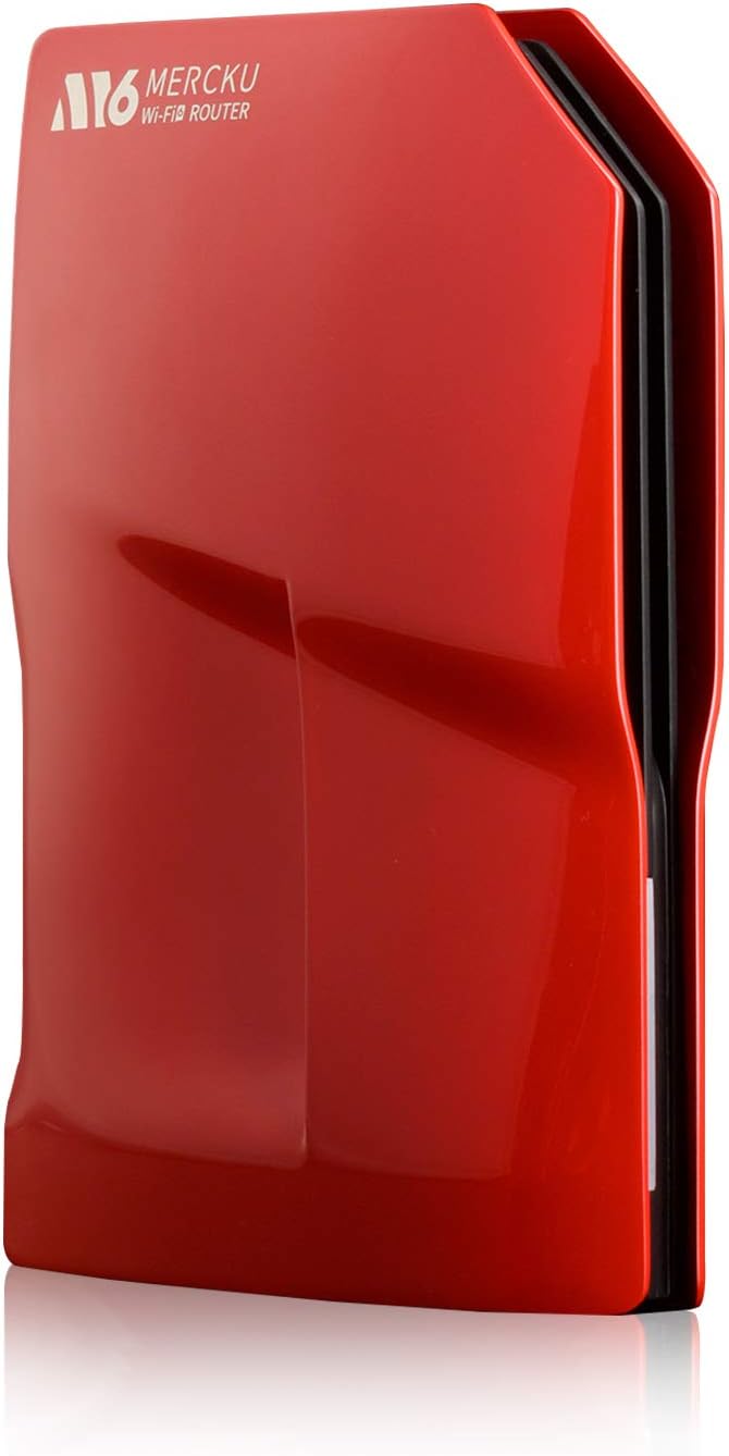 Mercku M6 Wi-Fi 6 Router for Wireless Internet Mesh Wi-Fi System 1 Pack up to 3,000 Sq.Ft. Can Add More Units to Form a Mesh Wi-Fi System, Dual-Band Gigabit Router, App Control, AX1800, Maroon Red