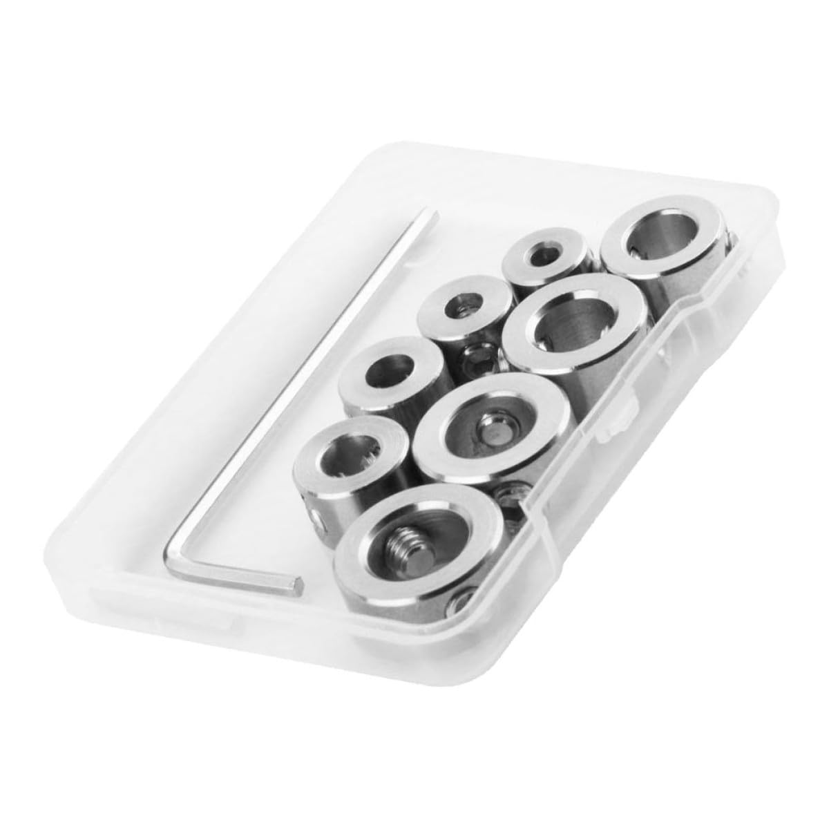 Abaodam 8pcs Colliers D'arrêt de Profondeur en Acier Inoxydable Argenté pour Forets Hélicoïdaux, Bagues de Positionnement 3-10mm, Butée de Profondeur pour Travail du Bois