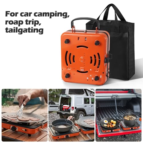 Odoland Portable 2 Burner Camping Stove Propane 17000 BTU/h Gas Stove Collapsible Backpacking Stove for Indoor Outdoor Cooking Hiking and Picnic - image 5
