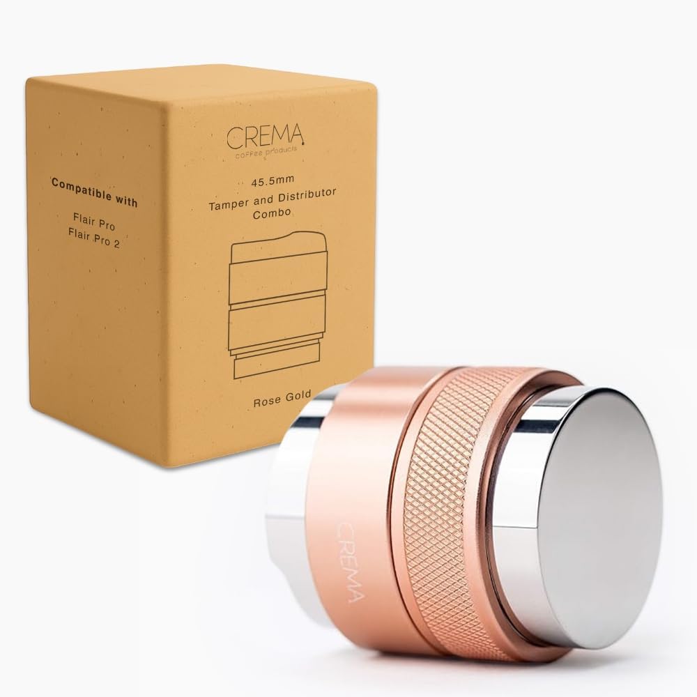 Coffee Products | 45.5mm Coffee Distributor/Leveler & Hand Tamper - V2 | Fits Flair Pro and Pro 2, 46mm Portafilter | Double Sided, Adjustable Depth | Beautiful Espresso Hand Tampers