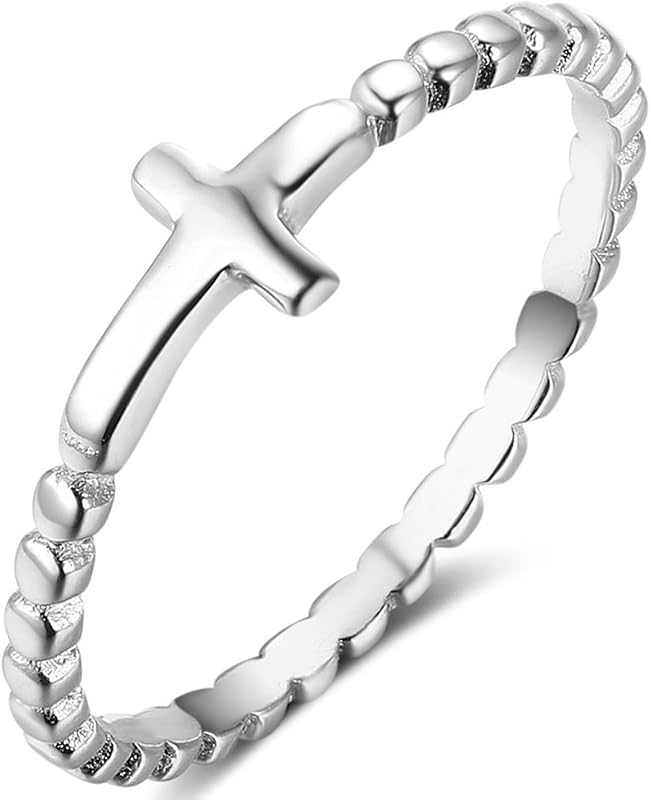 Jewelers Stainless Steel Christian Sideways Cross Religious Ring Promise Statement Wedding Engagement