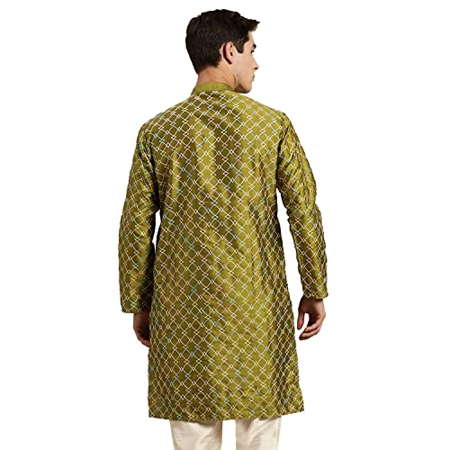 Image of SOJANYA Men's Silk Blend Geometric Regular Kurta