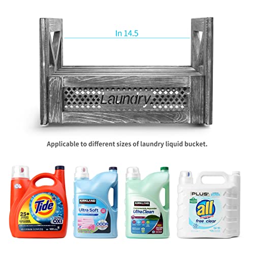 Gbtroo Laundry Detergent Organizer – Wooden Laundry Detergent Holder With Drip Tray Catcher – Farmhouse Wood Holder For Liquid Laundry Detergent – Laundry Shelf Organizer And Storage #TOP4